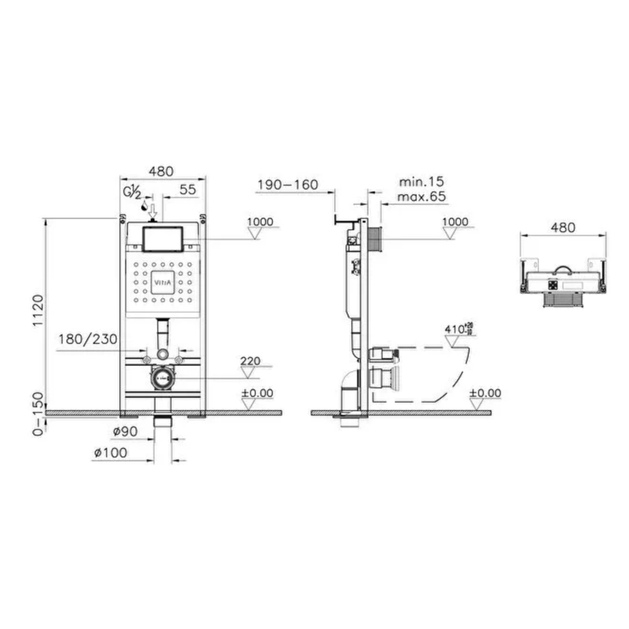V-Fix Core bâti support autoportant pour WC, 1.12 M (732-5800-01TF)