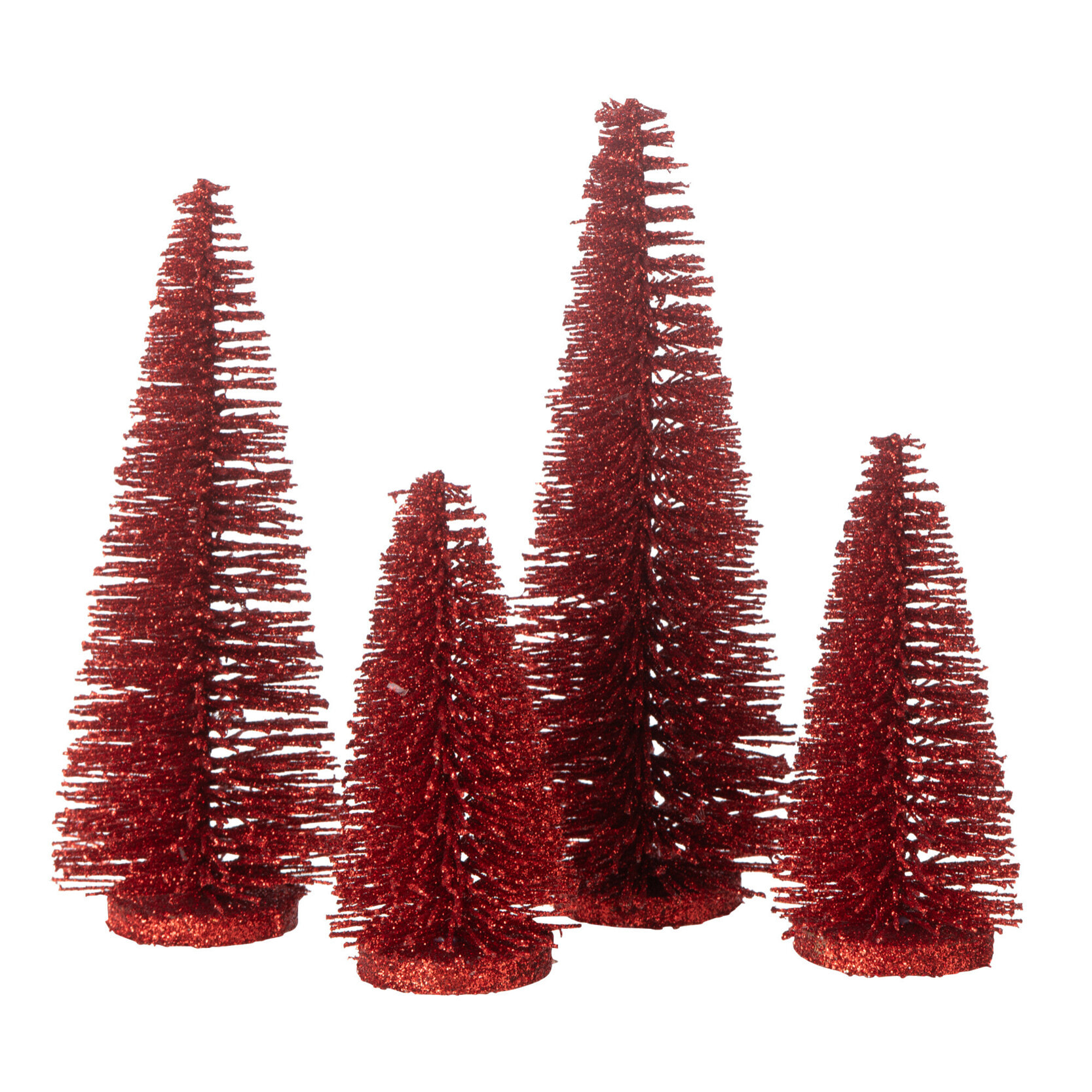 J-Line décoration Sapin de Noël Pailettes - plastique - rouge - boîte de 4