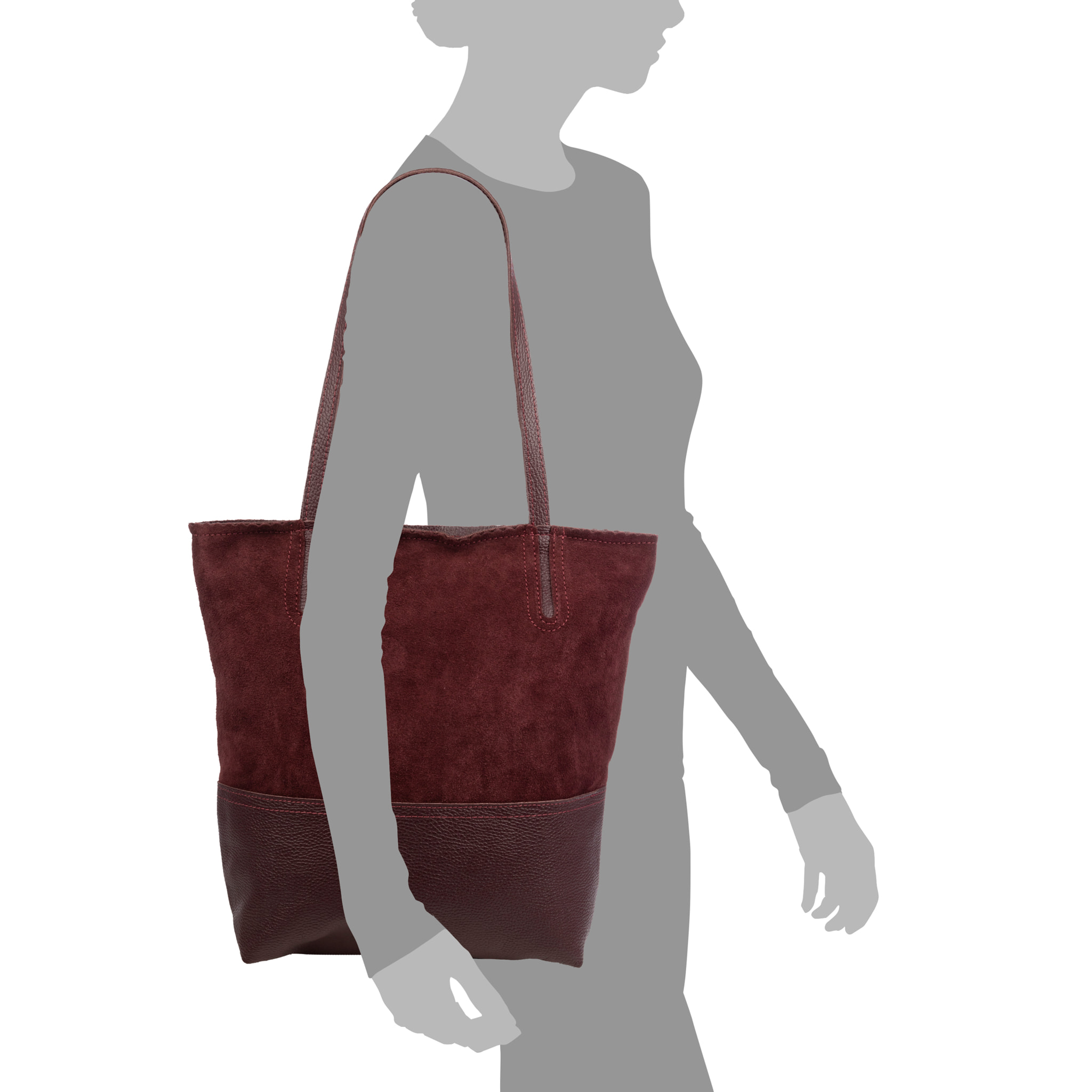 Bellino Bolso Tote Mujer. Piel auténtica Gamuza y Dollaro.