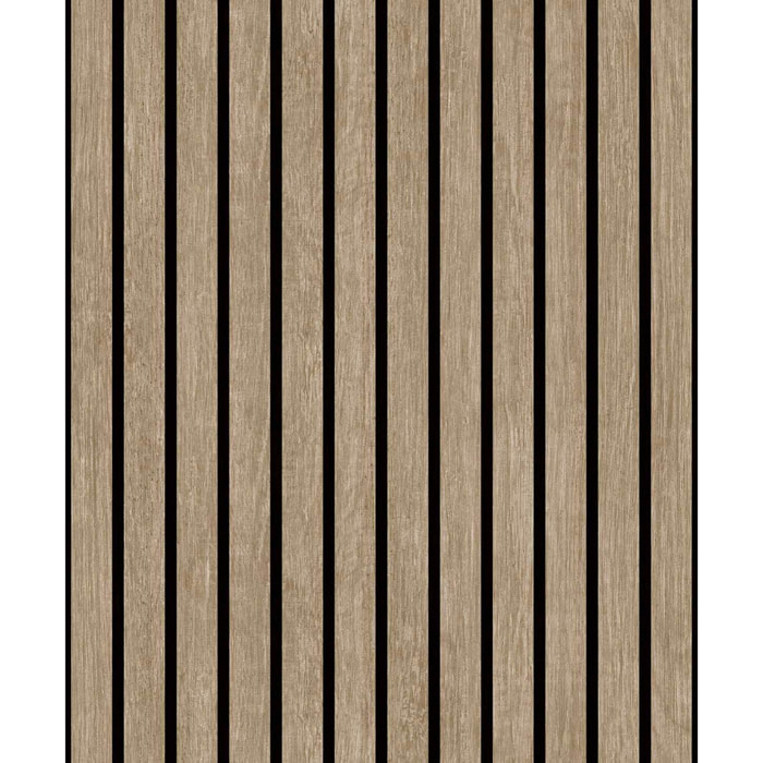 Papier peint bois et rayures noires verticales