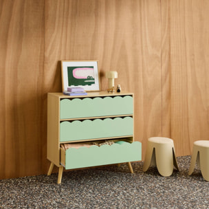 Commode enfant décor bois 3 tiroirs AZUR