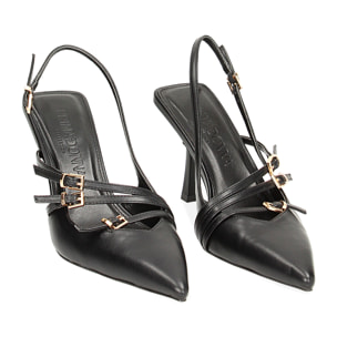 Zapatos de tacón destalonados negros