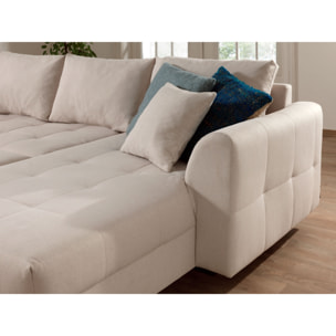 Rune - canapé panoramique avec pouf d'appoint - 7 places - style scandinave - gauche - Beige