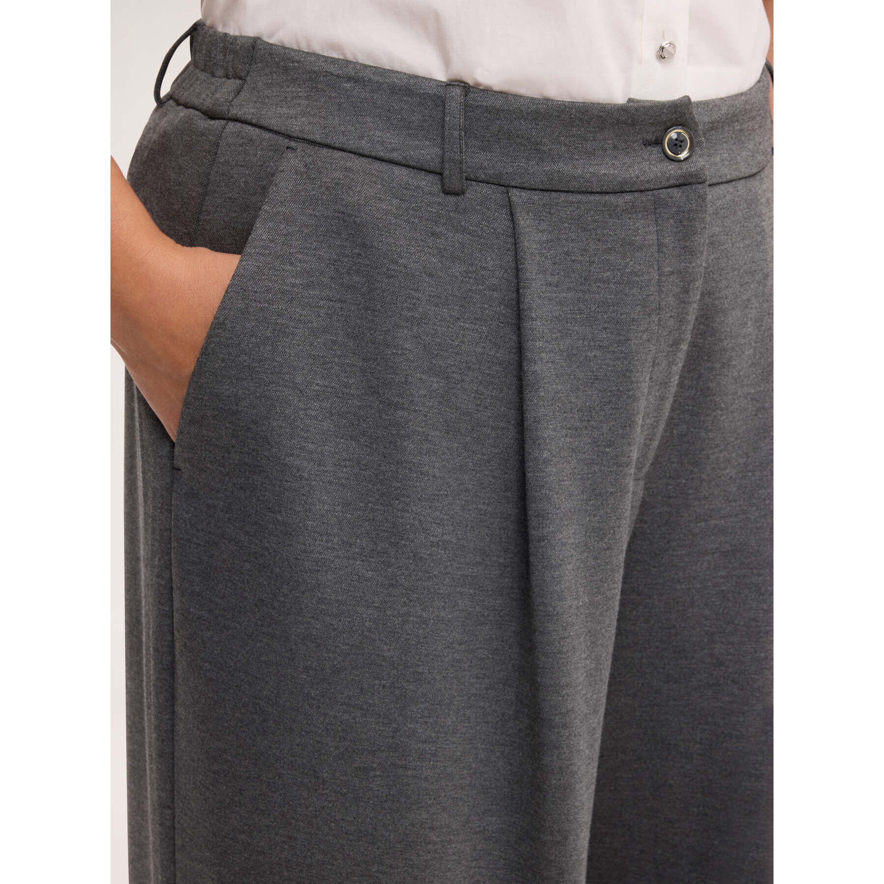 Fiorella Rubino - Pantaloni Wide Leg in Punto Milano - Grigio