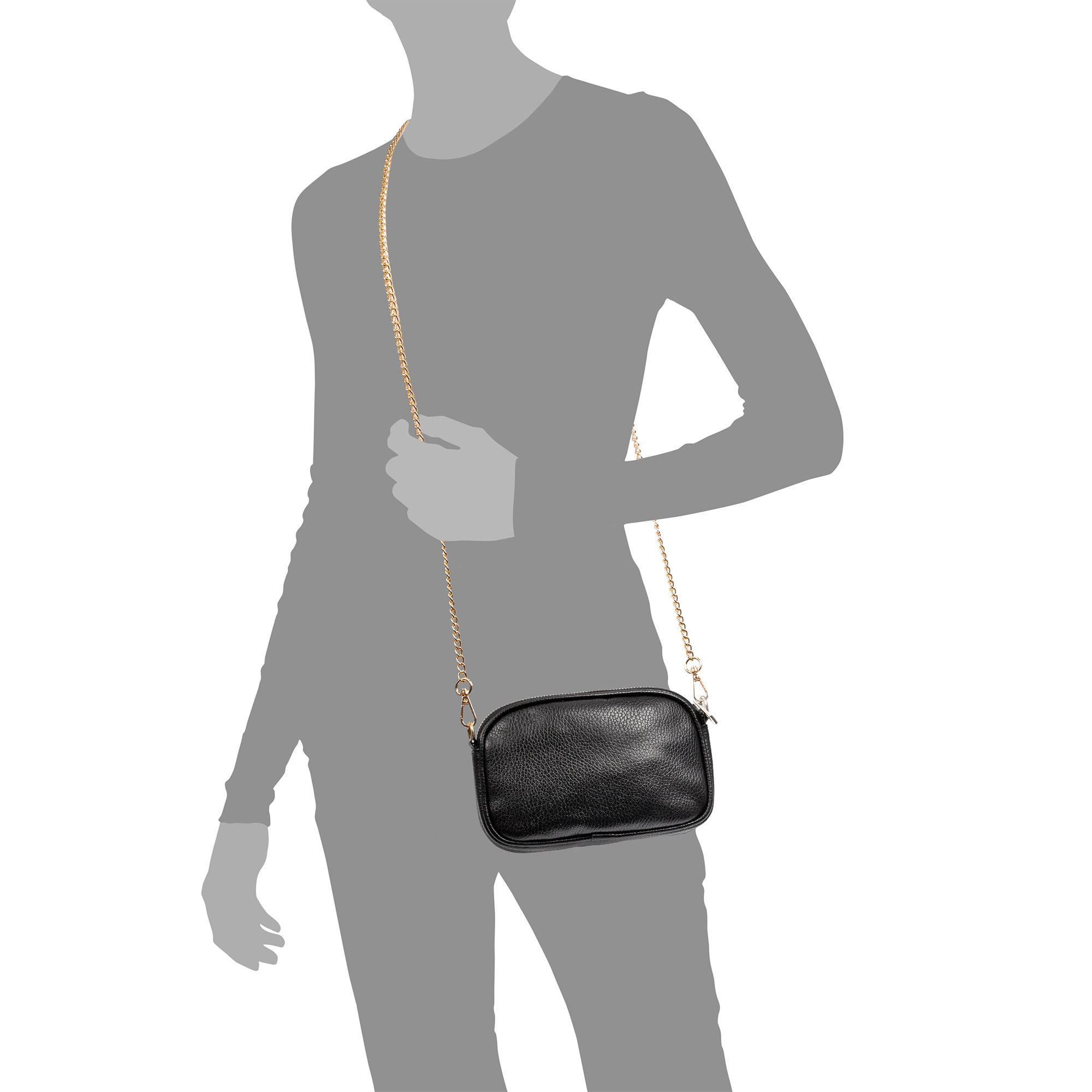 Asola borsa a tracolla, in pelle autentica finitura dollaro.