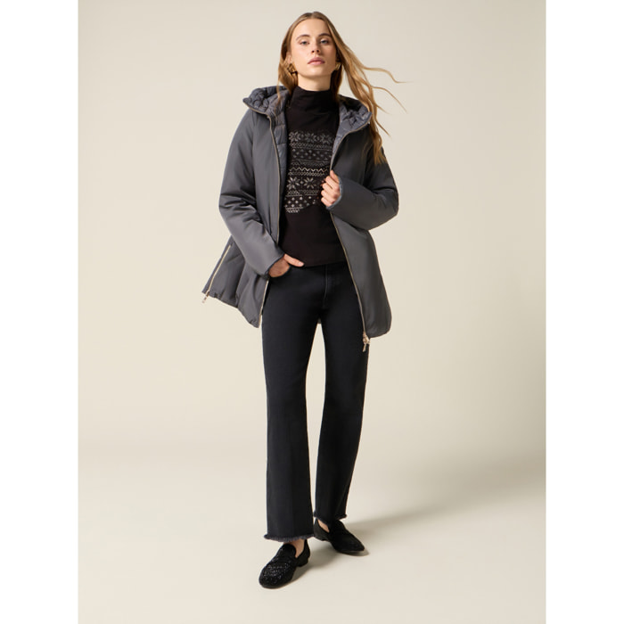 Oltre - Plumífero midi con capucha - Gris