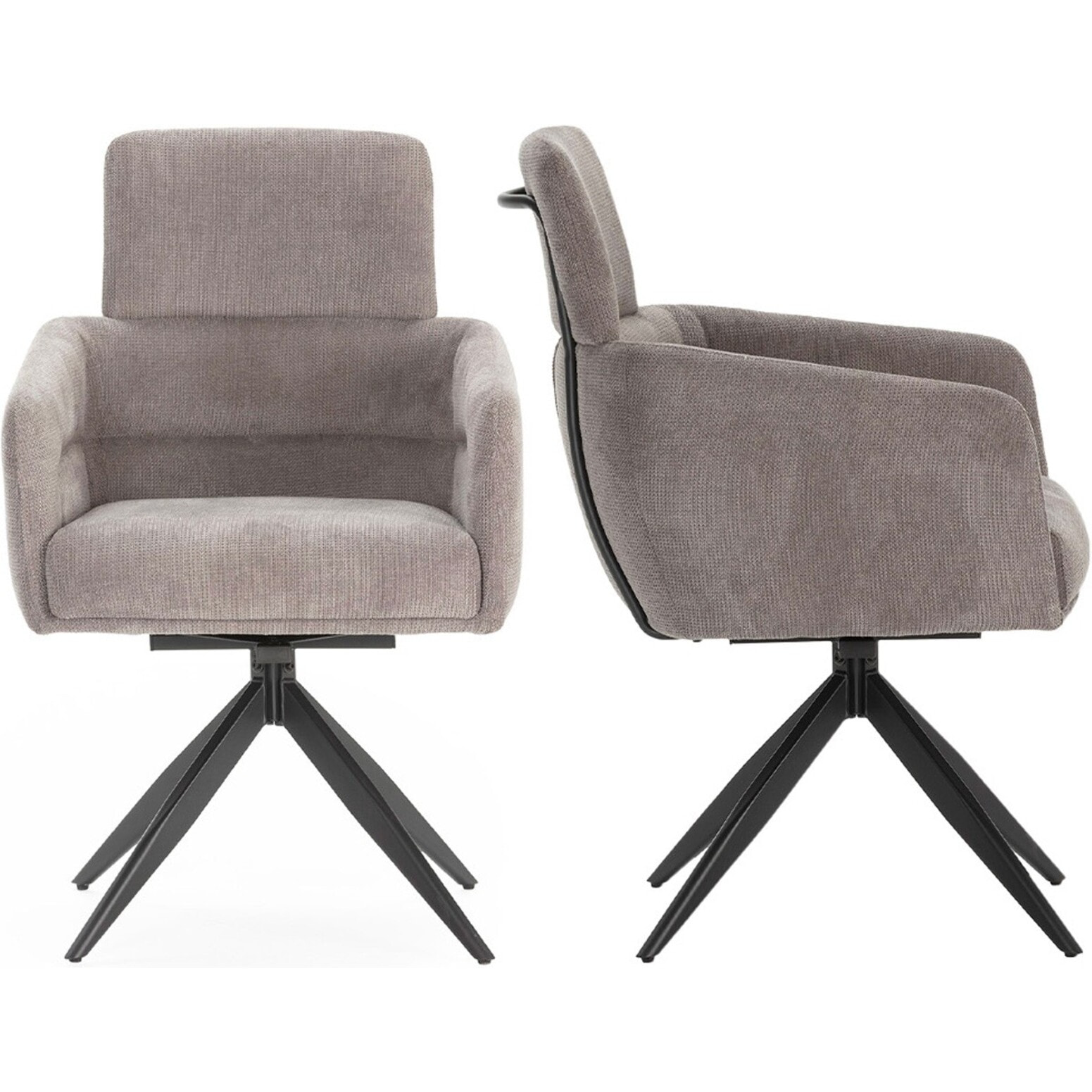 Lot de 2 fauteuils pivotants en tissu - ALVAR