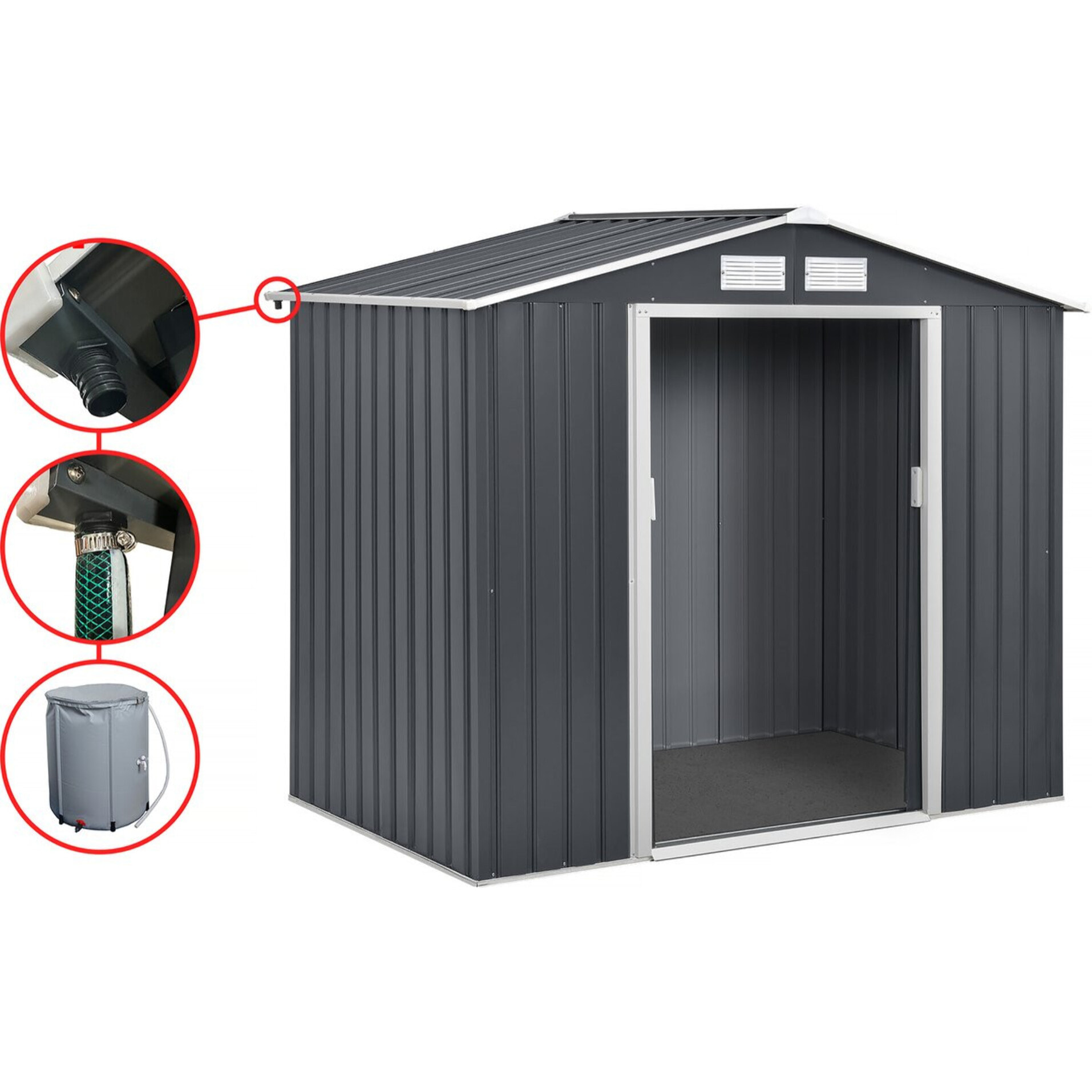 Gouttière pour abri de jardin en métal de 6 à 13 m2
