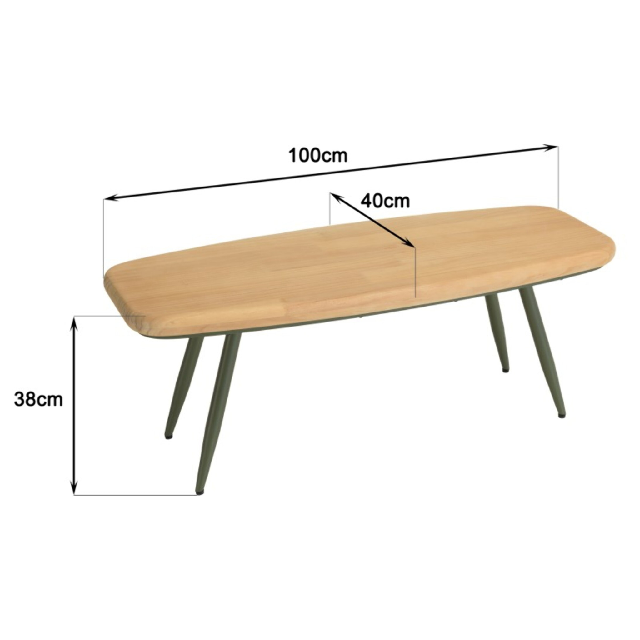 HELENA - Table basse PM plateau en pin pieds scandinaves métal vert