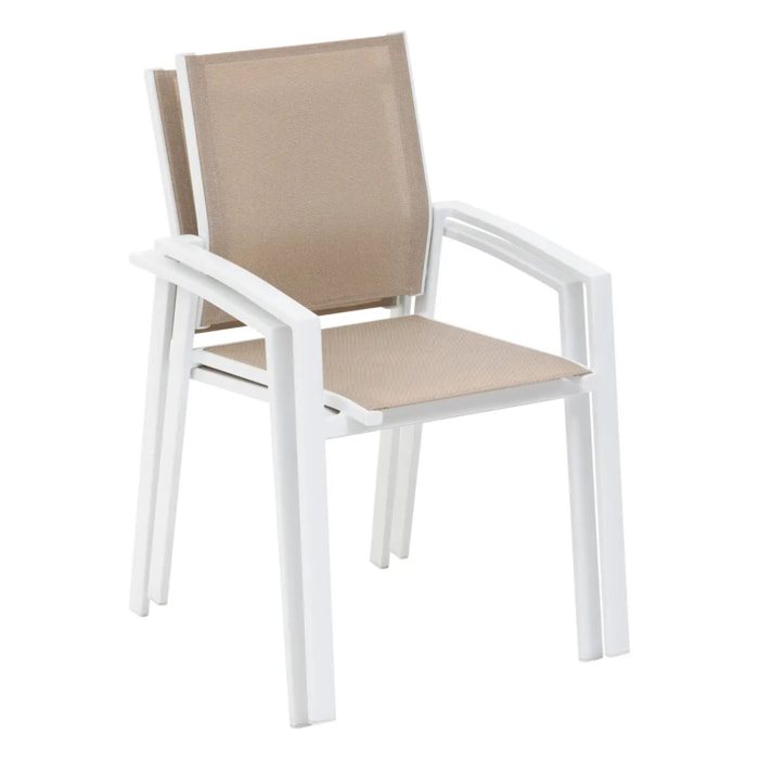 Fauteuil de jardin empilable "Axiome" lin & blanc