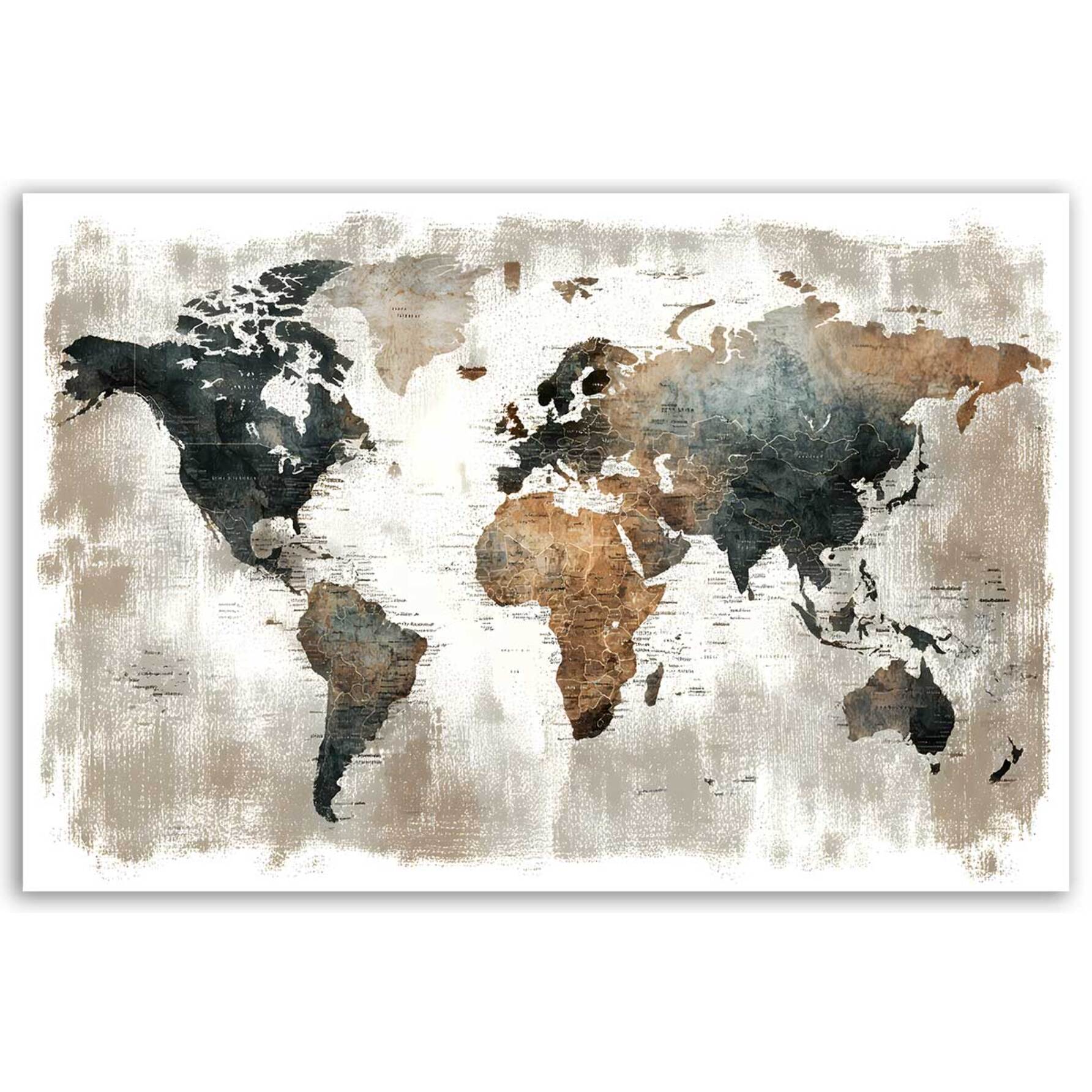 Tableau carte du monde texturée Toile imprimée