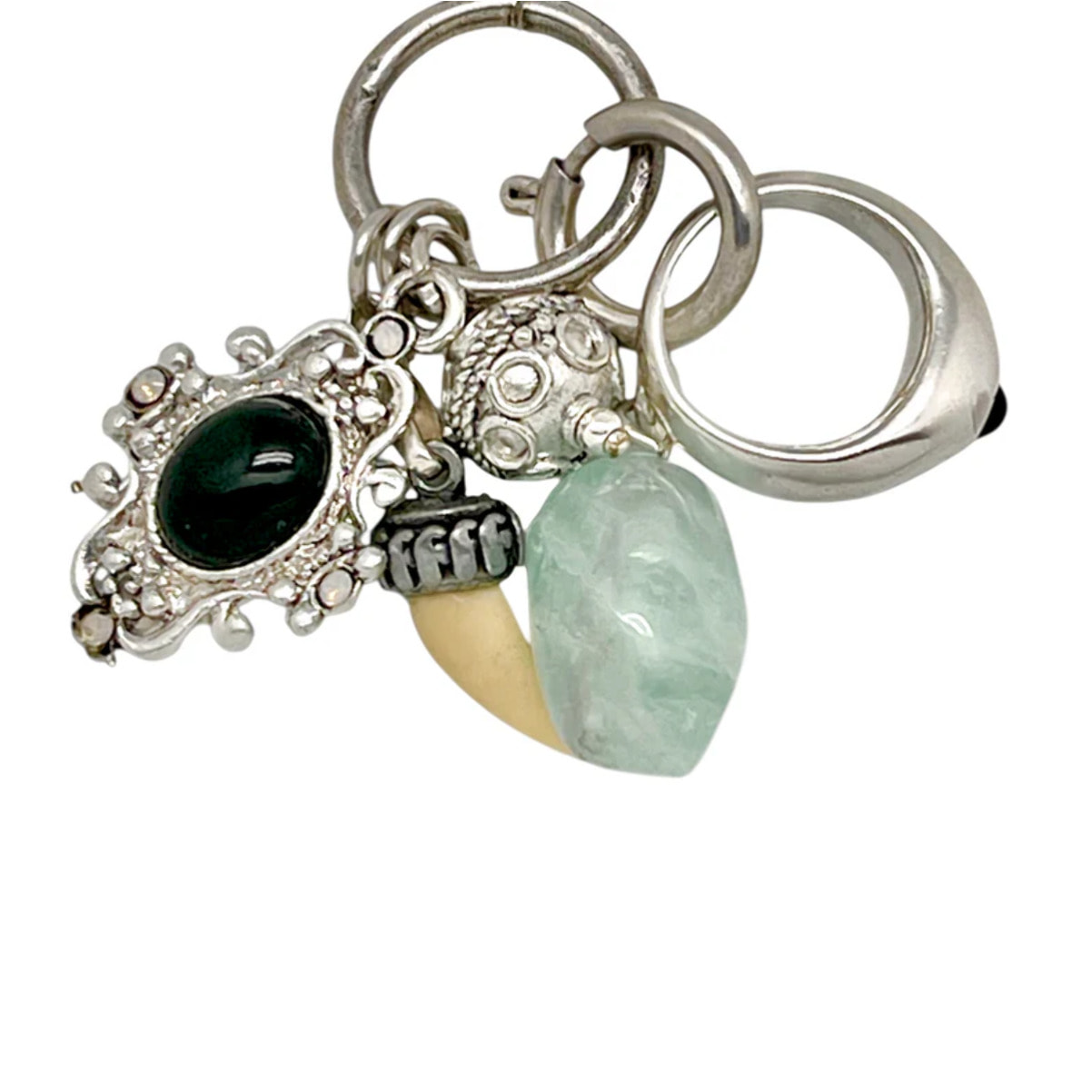 Collar largo Drift plata 10µ con anillo y otros charms