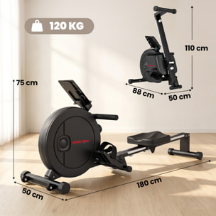 Rameur magnétique pliable bluetooth connecté Kinomap & Zwift écran LCD noir