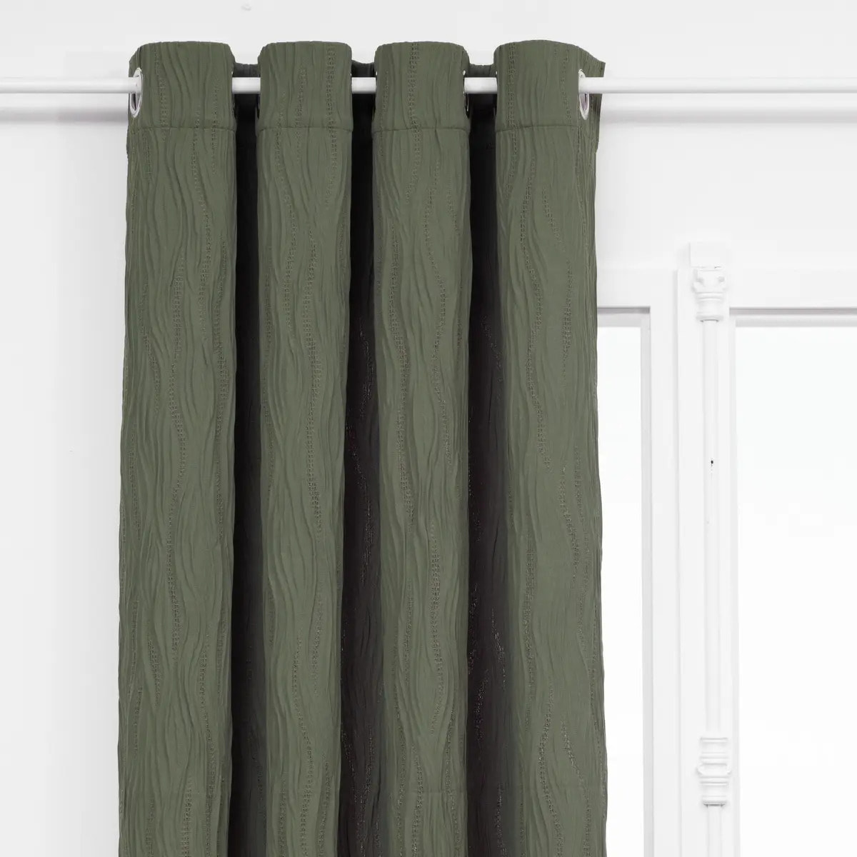Rideau plissé "Maely" vert kaki 135x260cm