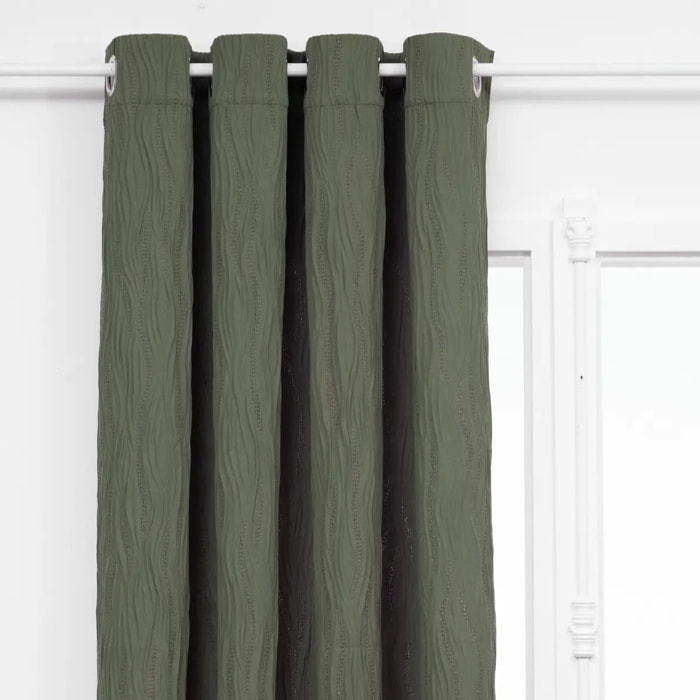 Rideau plissé "Maely" vert kaki 135x260cm