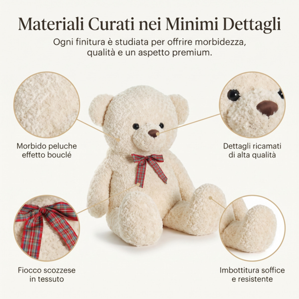 Orso di peluche gigante in poliestere - CREMA