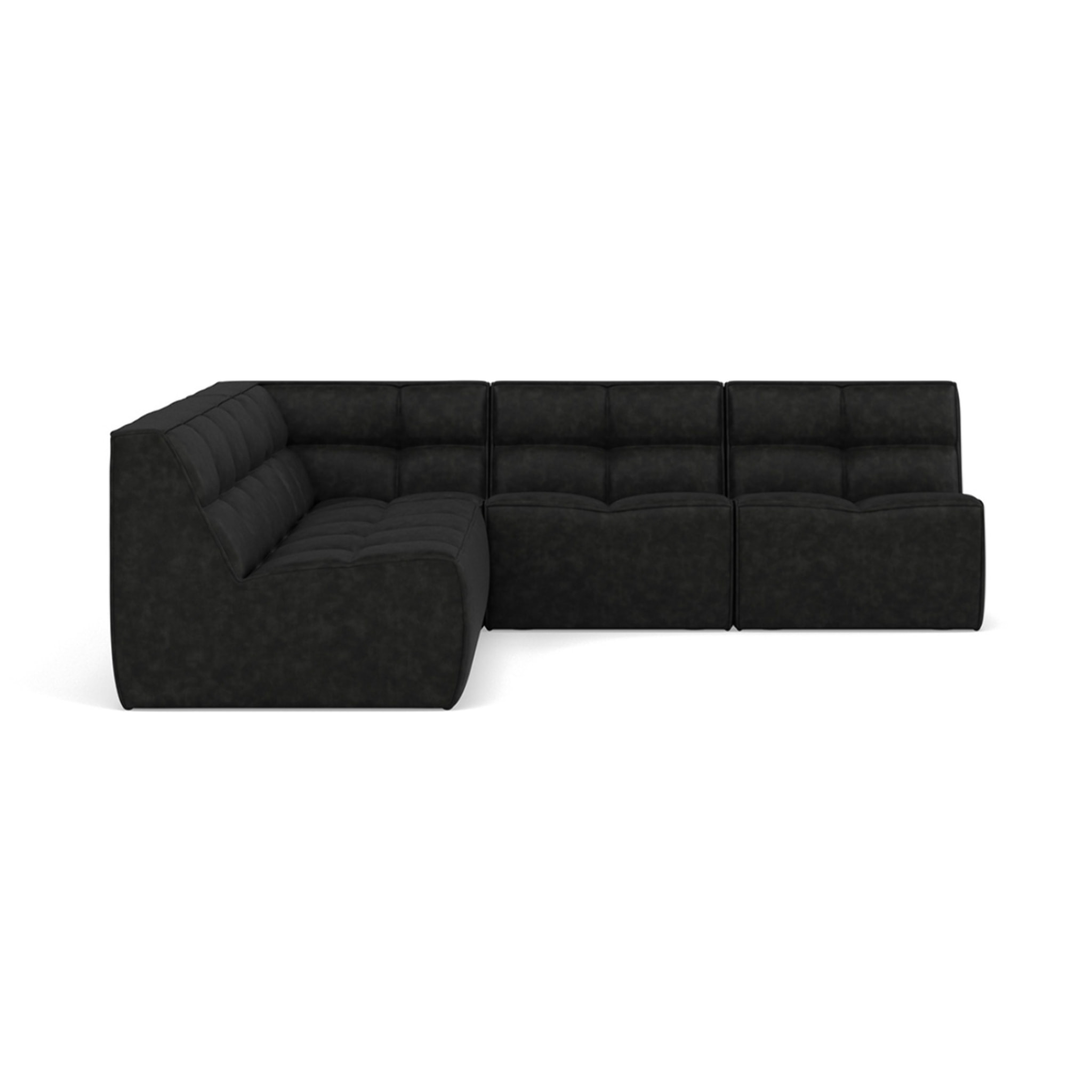 Alya - canapé modulable d'angle réversible 5 places en simili - Noir
