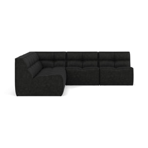 Alya - canapé modulable d'angle réversible 5 places en simili - Noir