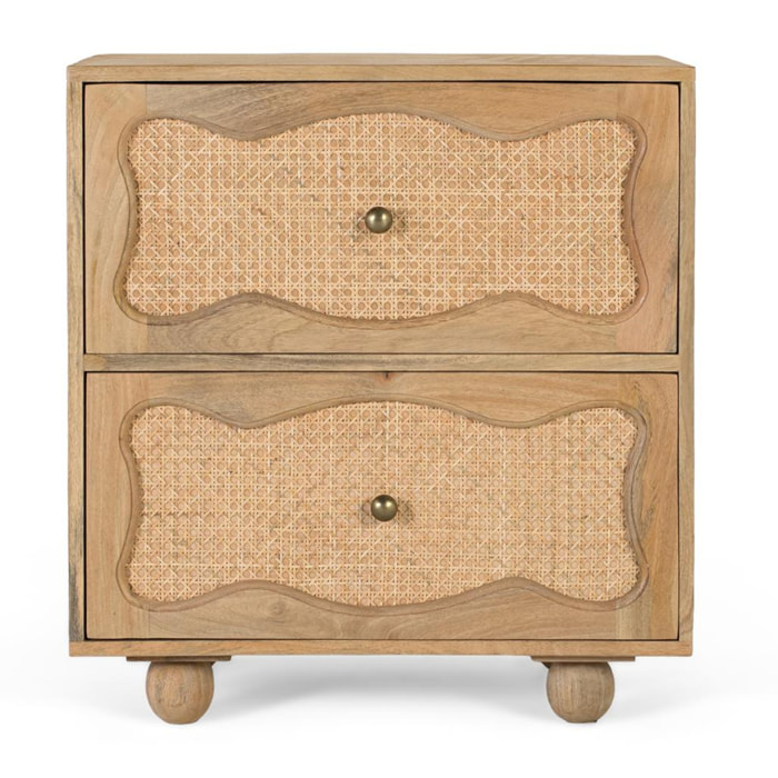 Mesitas de Noche de Madera de Mango 60 Cm Estilo Boho Mediterráneo