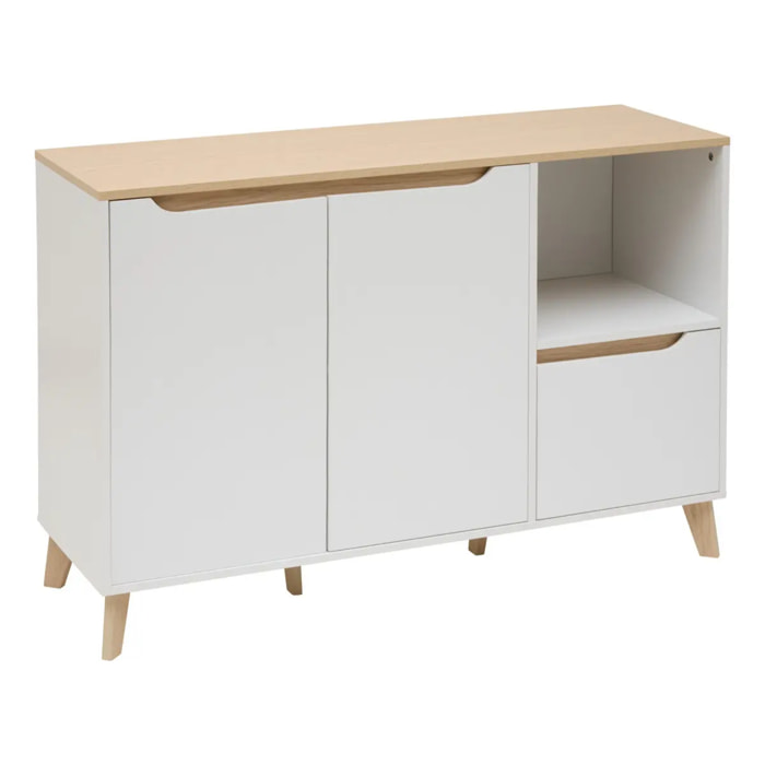 Buffet Luma rectangulaire 40x120cm 2 portes 1 tiroir blanc