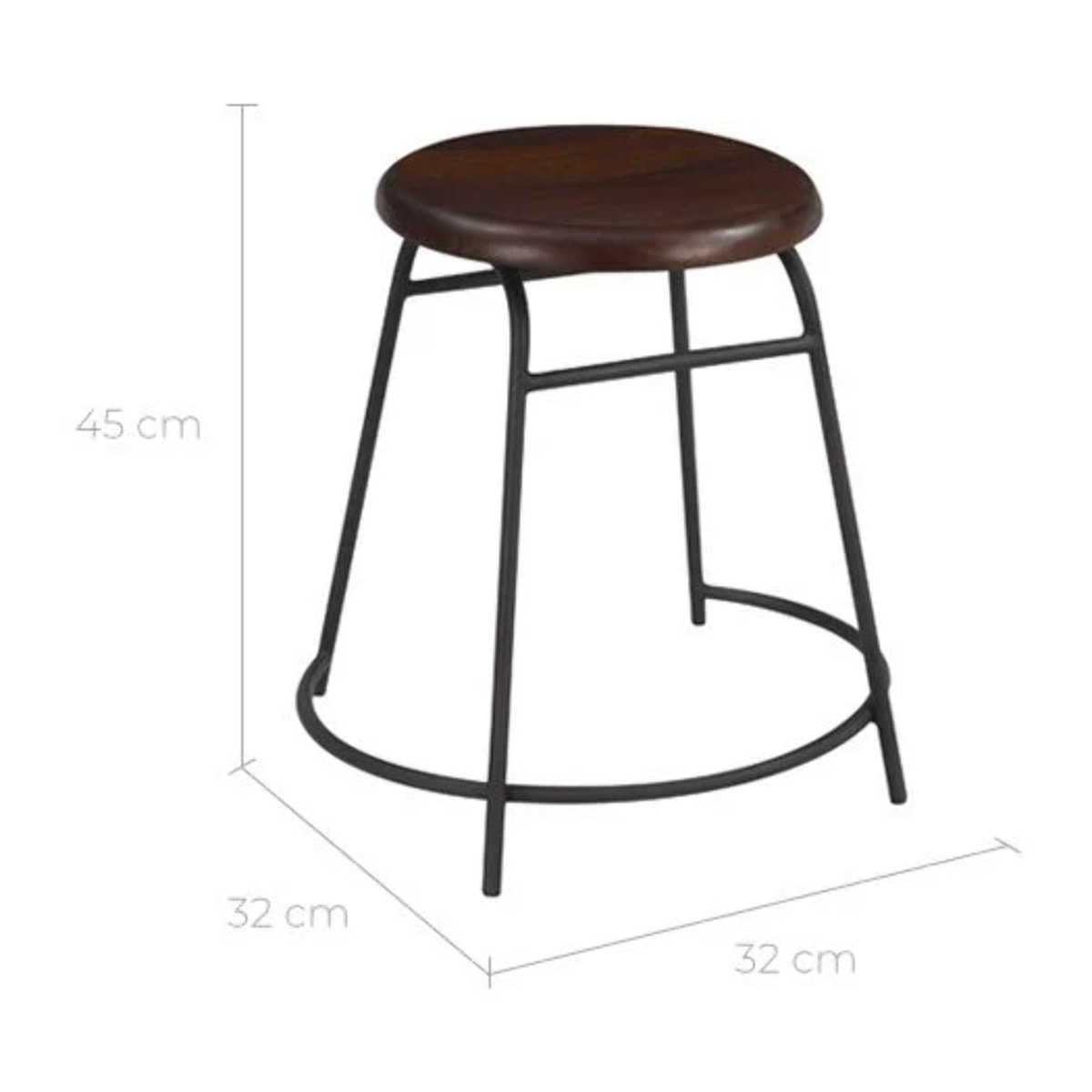 Lot de 2 tabourets en bois foncé - Barney