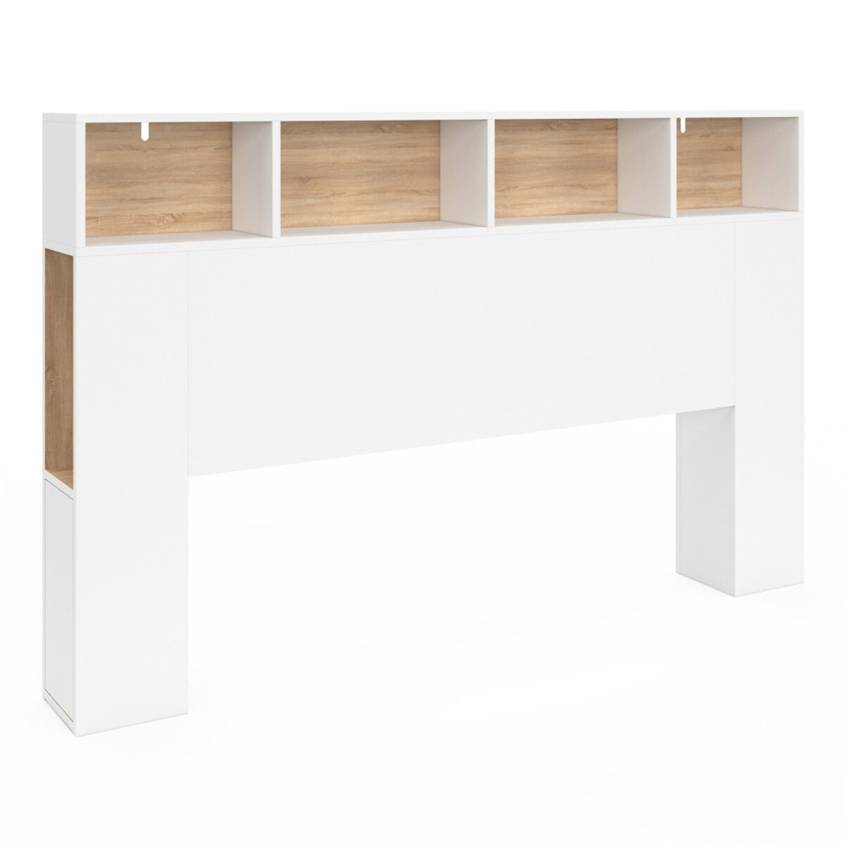 Tête de lit Léo bois et blanche avec rangements 165cm