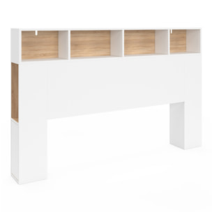 Tête de lit Léo bois et blanche avec rangements 165cm