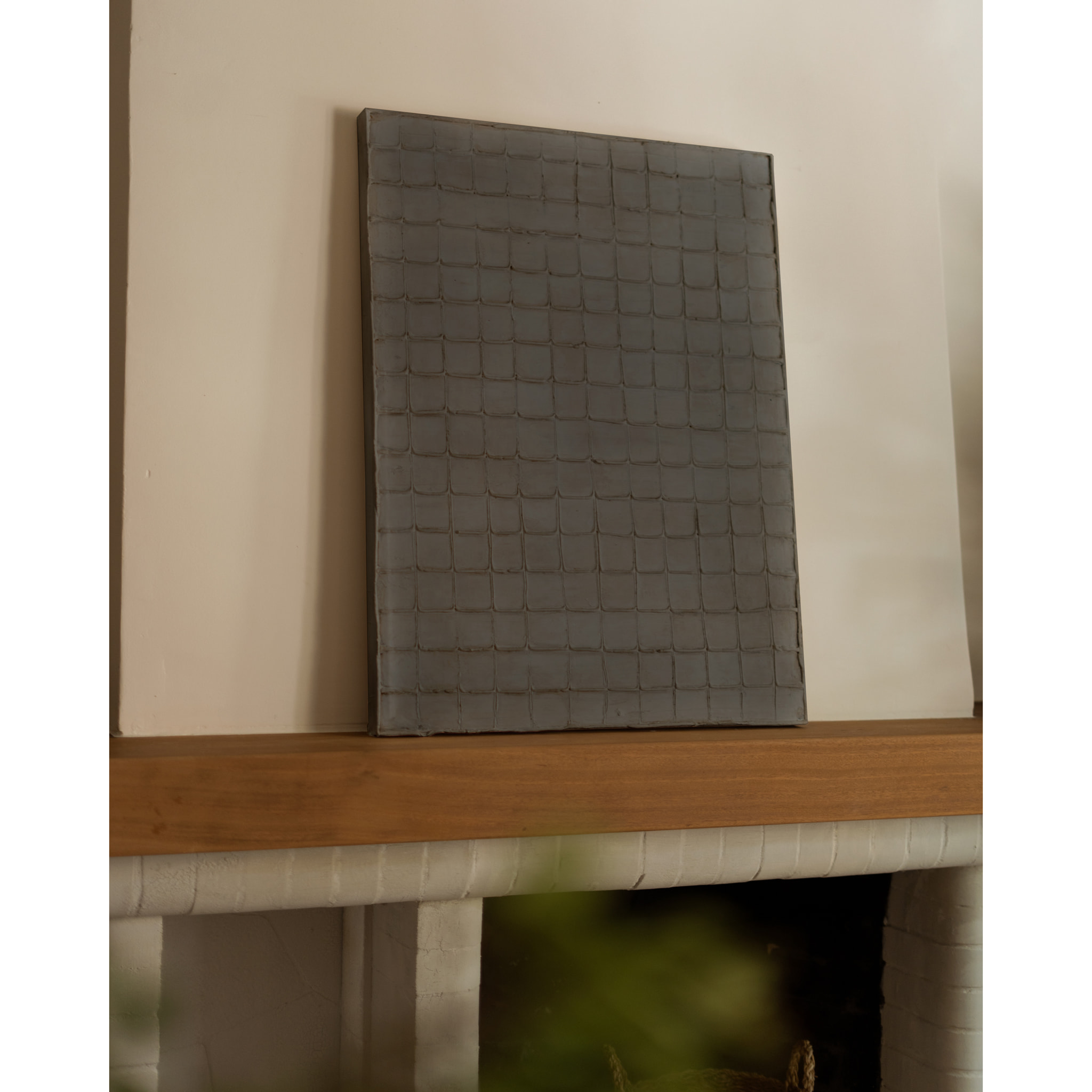 Tableau gris décoratif sur toile de coton avec cadre en bois peint à la main à la peinture à l'huile en différentes tailles