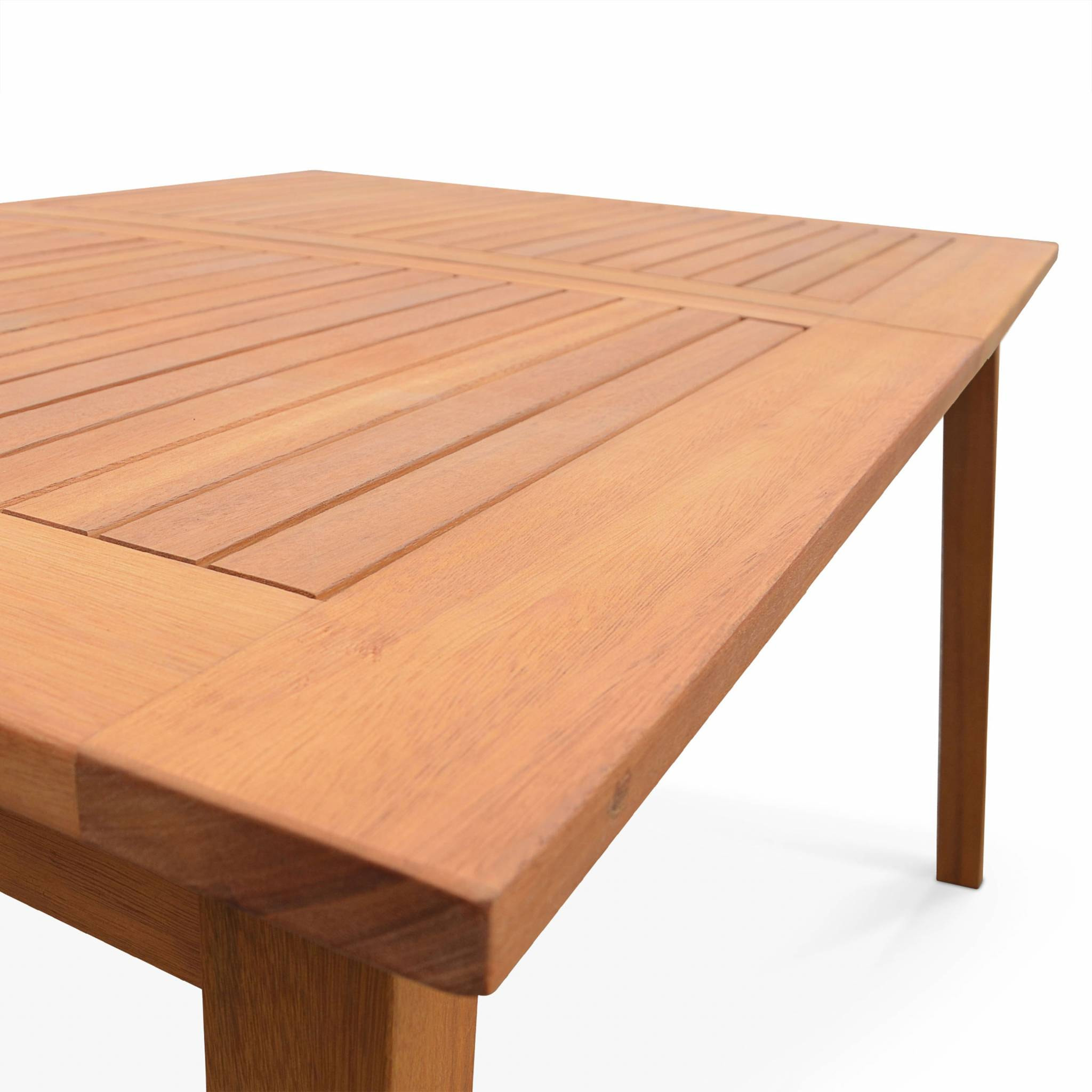 Table de jardin en bois 120-180cm - Almeria - Table rectangulaire avec allonge eucalyptus Intérieur / Extérieur