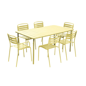 Table de jardin métal + 6 assises AMÉLIA
