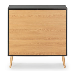 Cómoda de noche Apolo 3 cajones Color Negro/Madera
