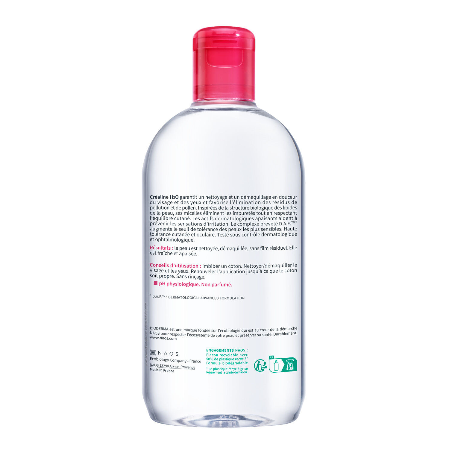 Créaline H2O - L'Eau Micellaire Original Démaquillante 500 ml