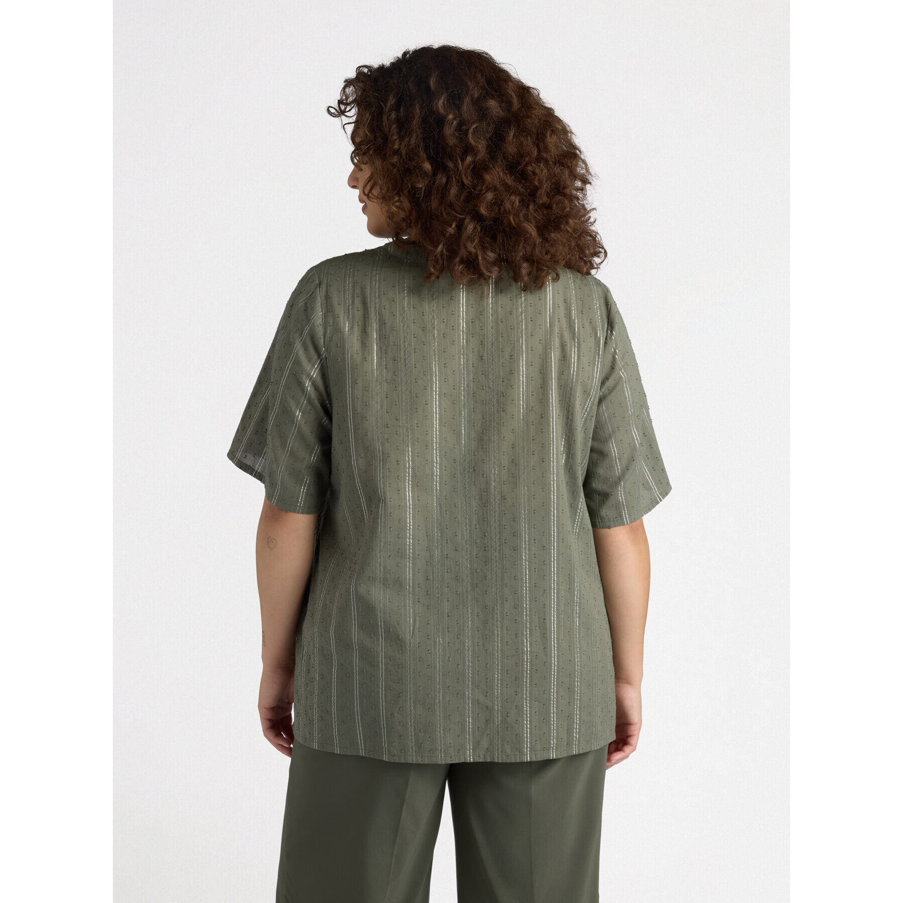 Fiorella Rubino - Blusa a righe con lacci - Verde militare