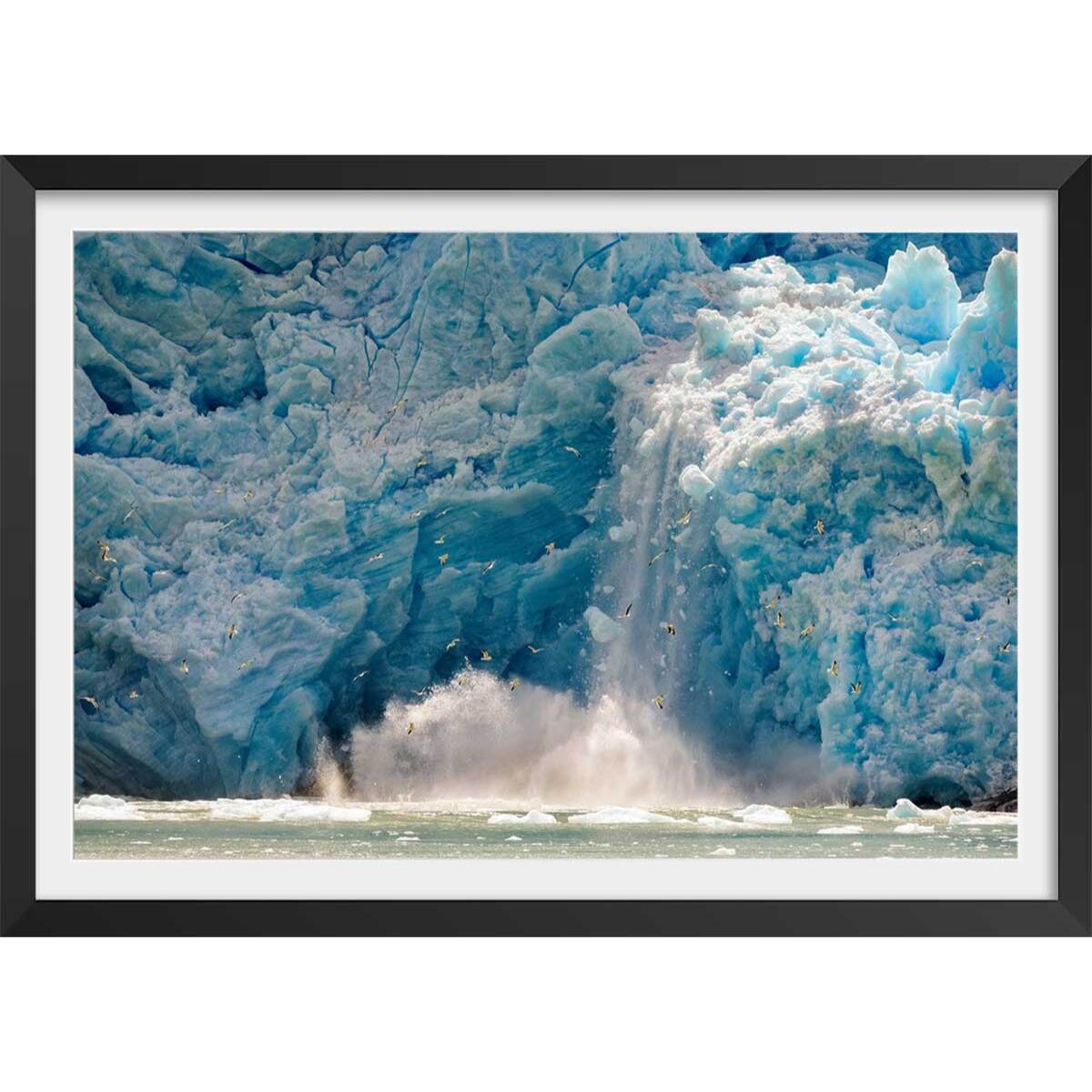 Affiche paysage Fonte glacière Affiche + cadre en bois - Noir