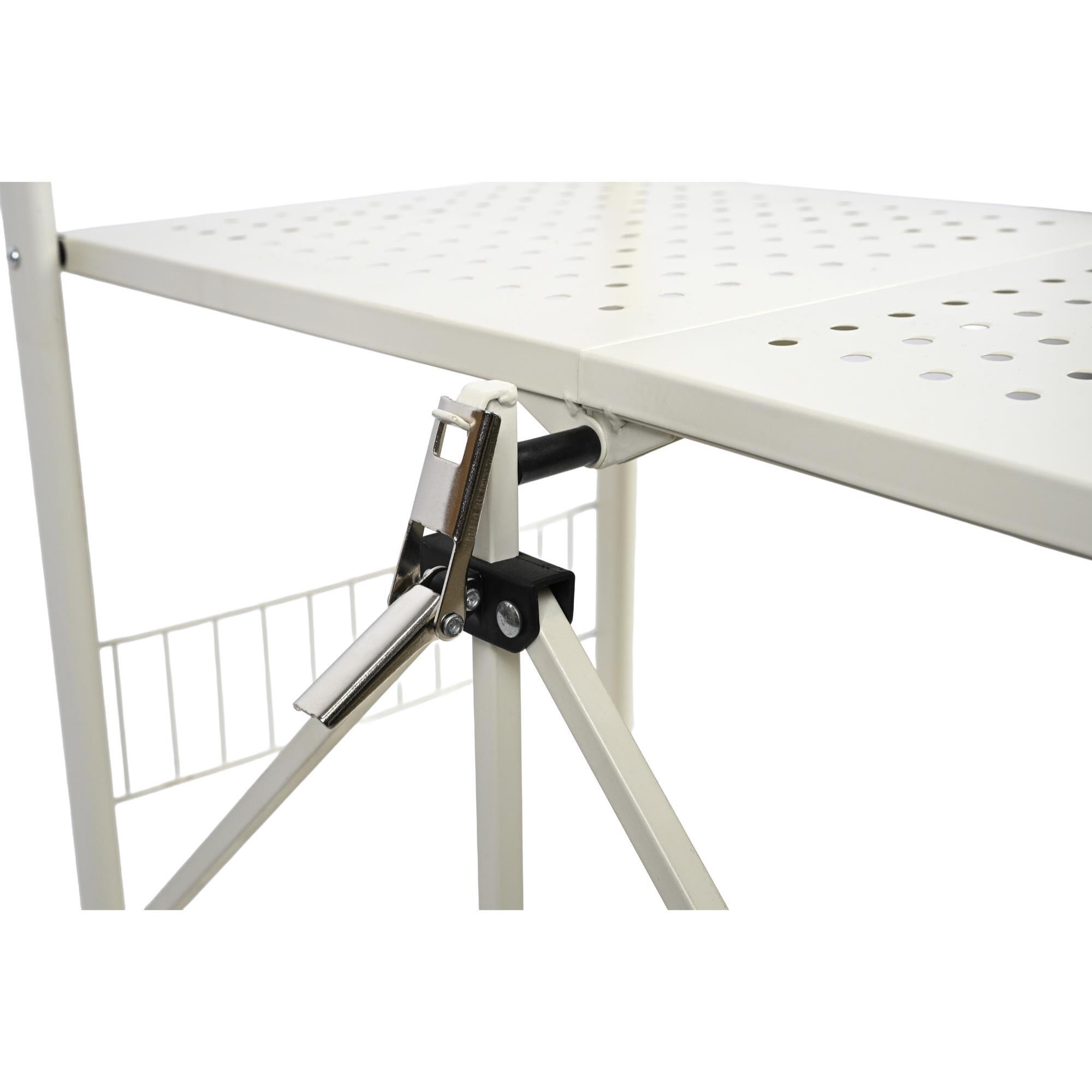 Carito de almacenaje plegable de 3 estantes con ruedas color blanco