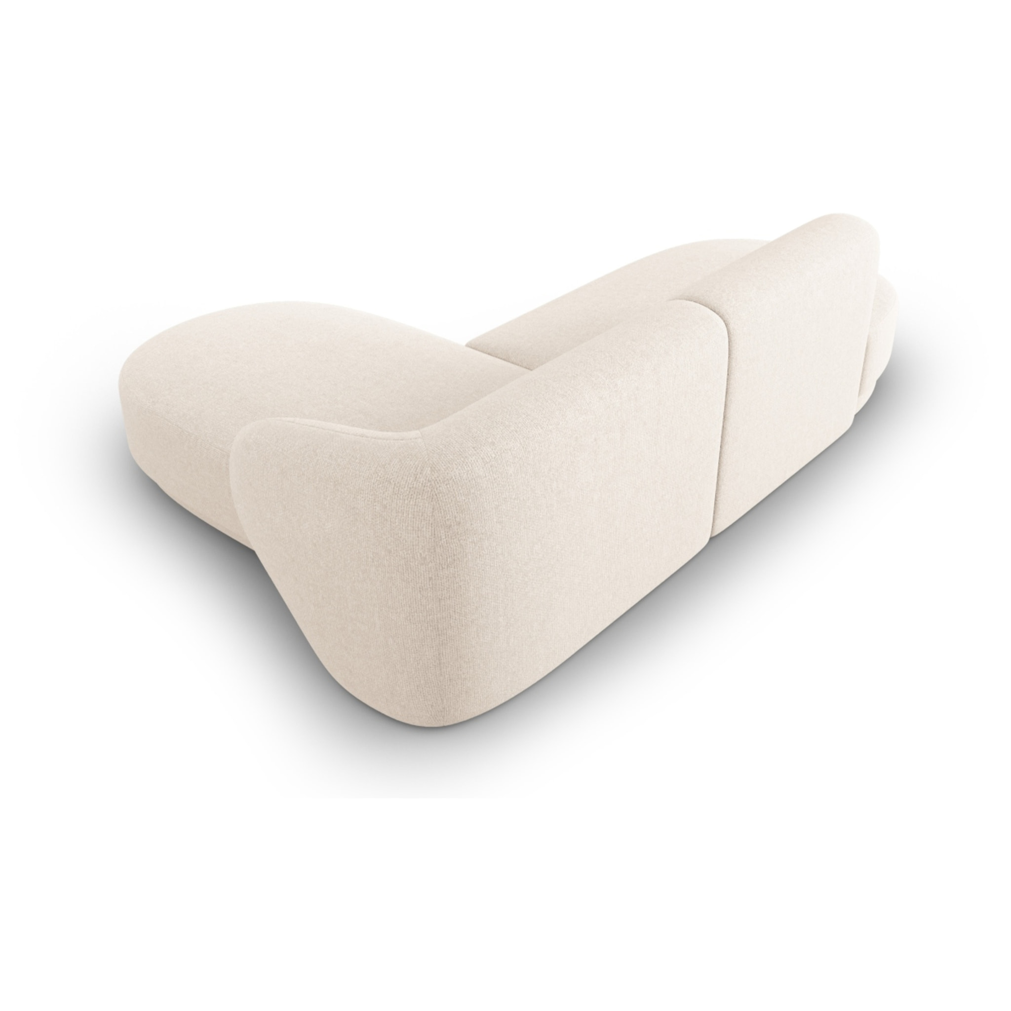 Canapé d'angle droit modulable "Lionel" 4 places en tissu chenille beige clair mélange