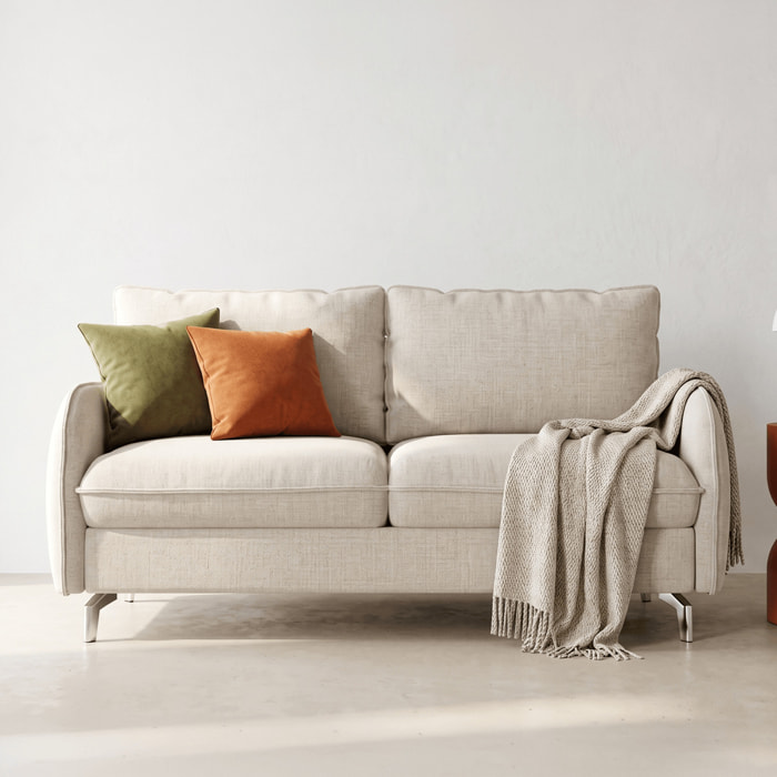 Canapé droit convertible 3 places en tissu chenille - ouverture express - NOVOLI