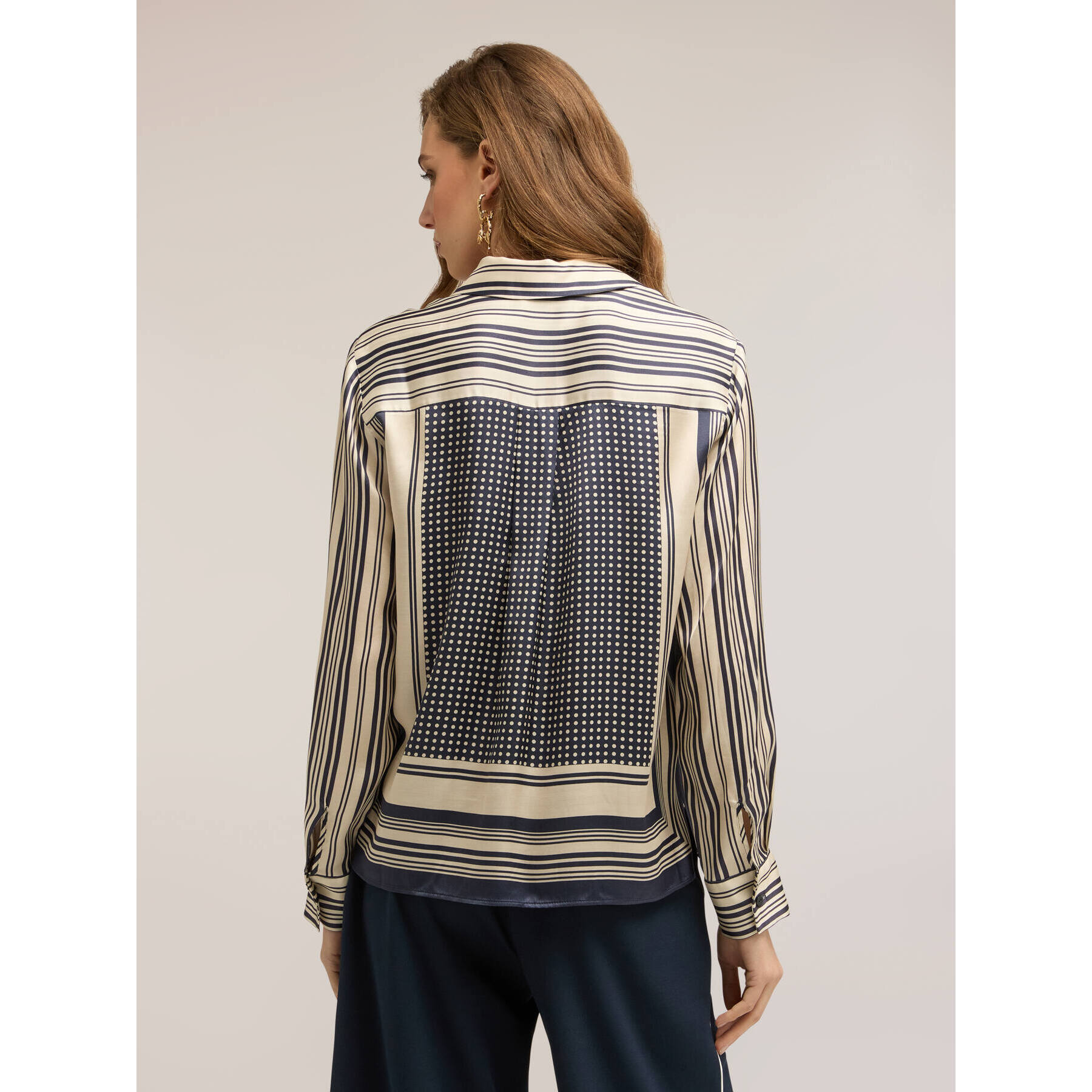 Motivi - Camisa de raso estampado pañuelo - Azul