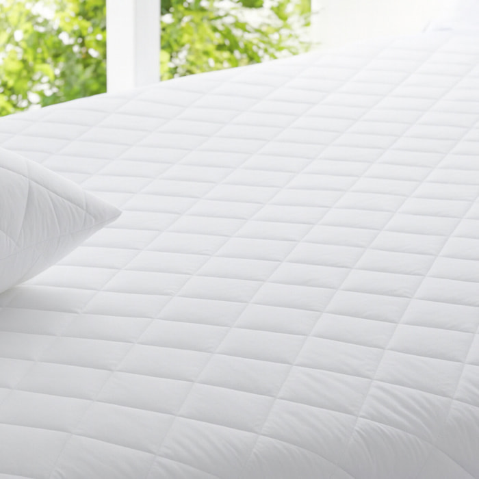Protege matelas 100% polyester 75gsm quilte - blanc