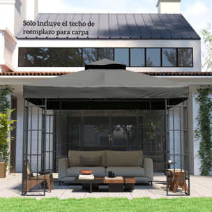 Techo de Repuesto para Cenador, 3x3 m, Cubierta de Repuesto con Techo Doble, Orificios de Drenaje y Protección UPF30+, SOLO Toldo de Recambio para Pabellón Gazebo, Gris Oscuro
