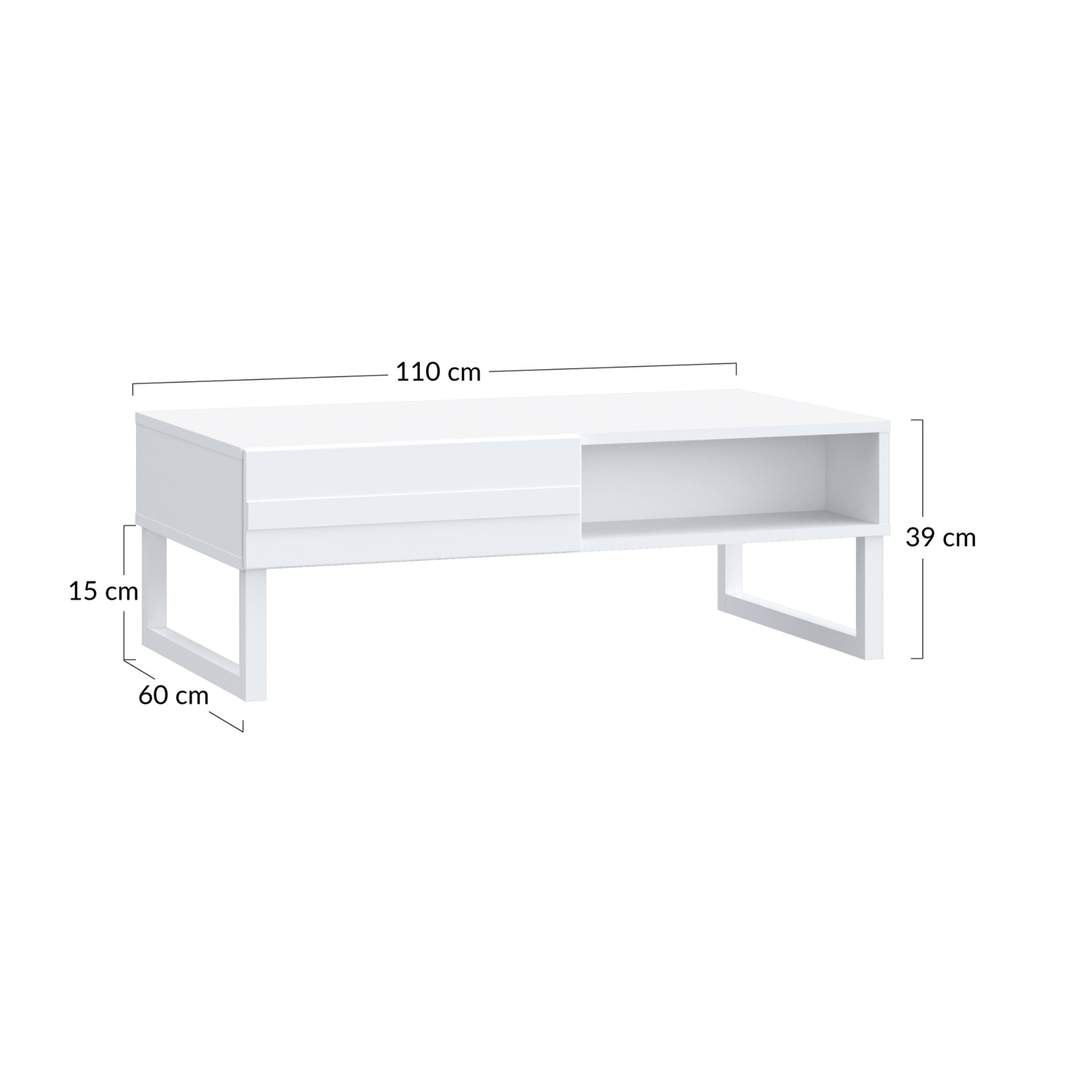 Sofia - table basse - blanc mat - 1 niche - 110 cm - Blanc