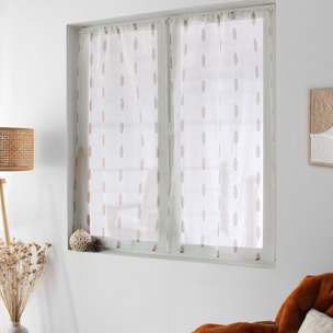 Paire de petits vitrages jacquard motif ovale - Naturel