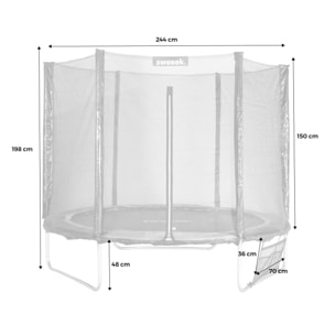 Trampoline 250 cm. vert. avec filet de protection. bâche. filet pour chaussures. kit d’ancrage