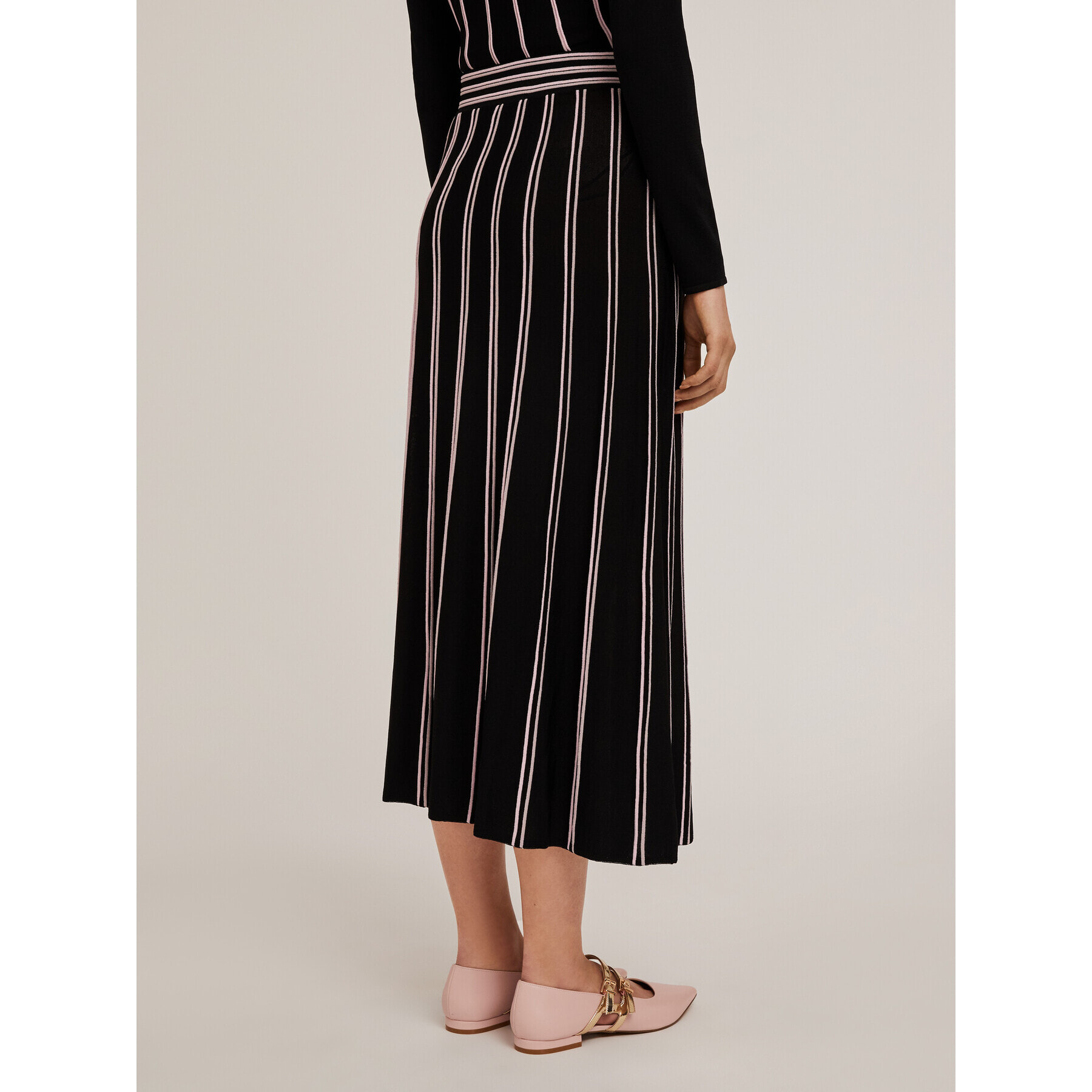 Motivi - Gonna a righe in maglia effetto plissé - Nero