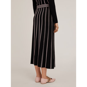 Motivi - Gonna a righe in maglia effetto plissé - Nero