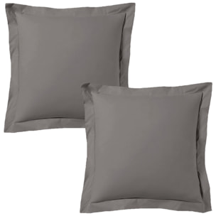 Lot de 2 taies d'oreiller satin de coton gris