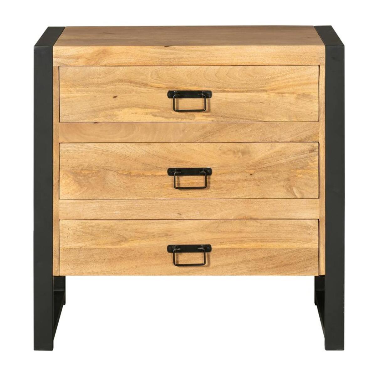 Commode bois métal 3 tiroirs MILORA