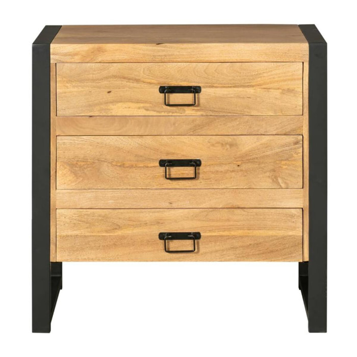 Commode bois métal 3 tiroirs MILORA