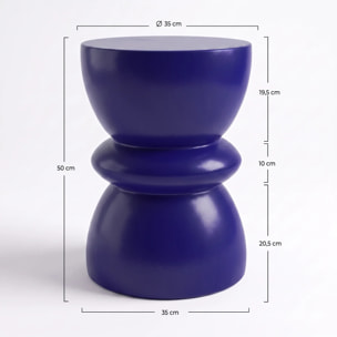Table d'appoint ronde bleu roi en fibre d'argile effet béton D35 cm - Maupiti