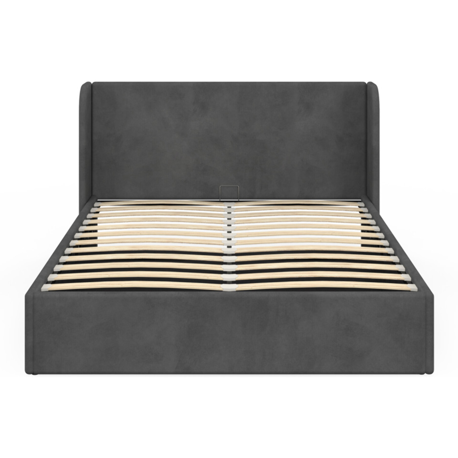 Lit coffre Lucia en velours gris avec sommier et tête de lit 140x190cm